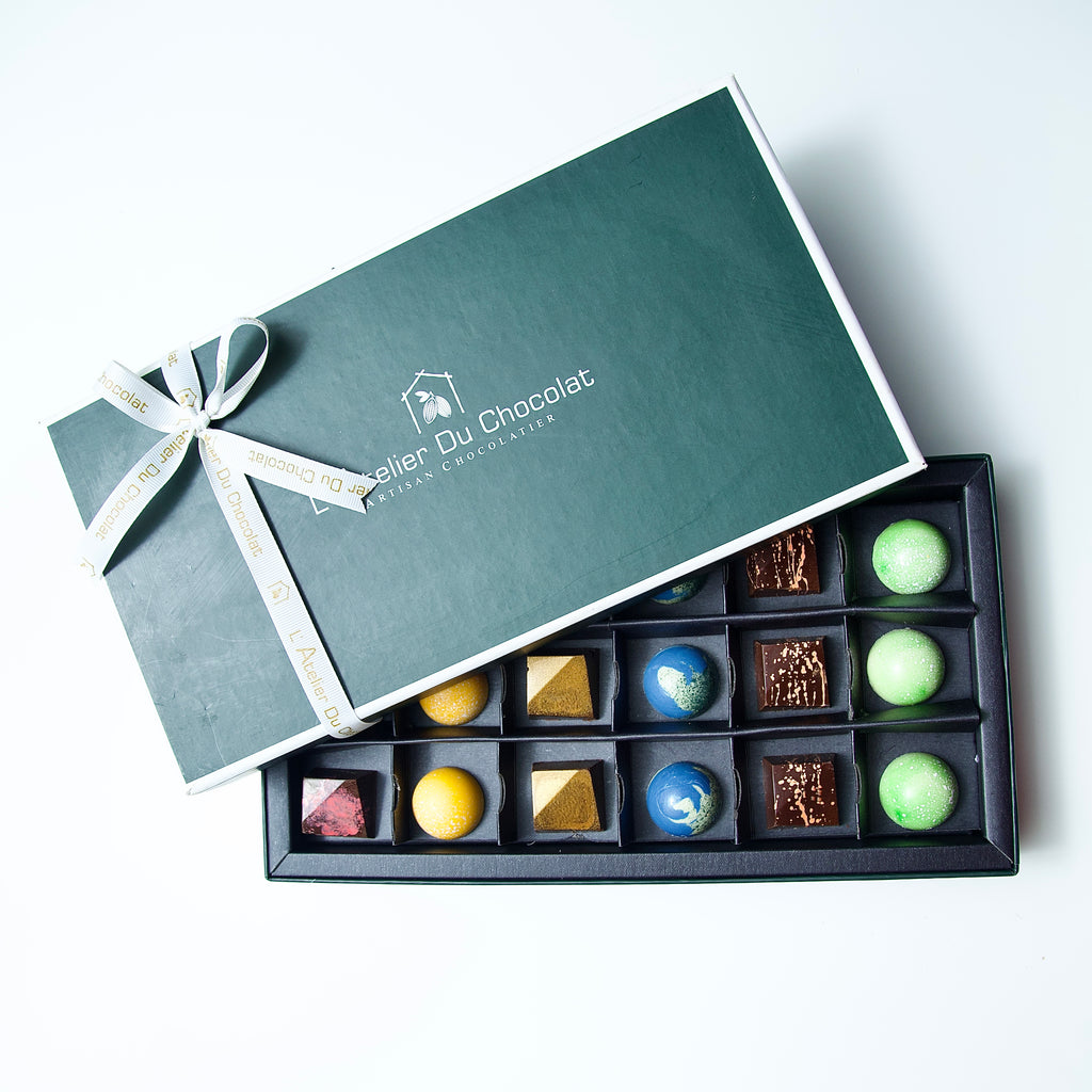 Luxury 18 piece signature chocolate box Mumbai with artisanal bonbons and gourmet fillings for celebrations