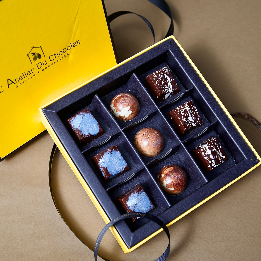 Signature set box of 9 handcrafted chocolates Mumbai featuring premium bonbons with rich flavours for luxury gifting