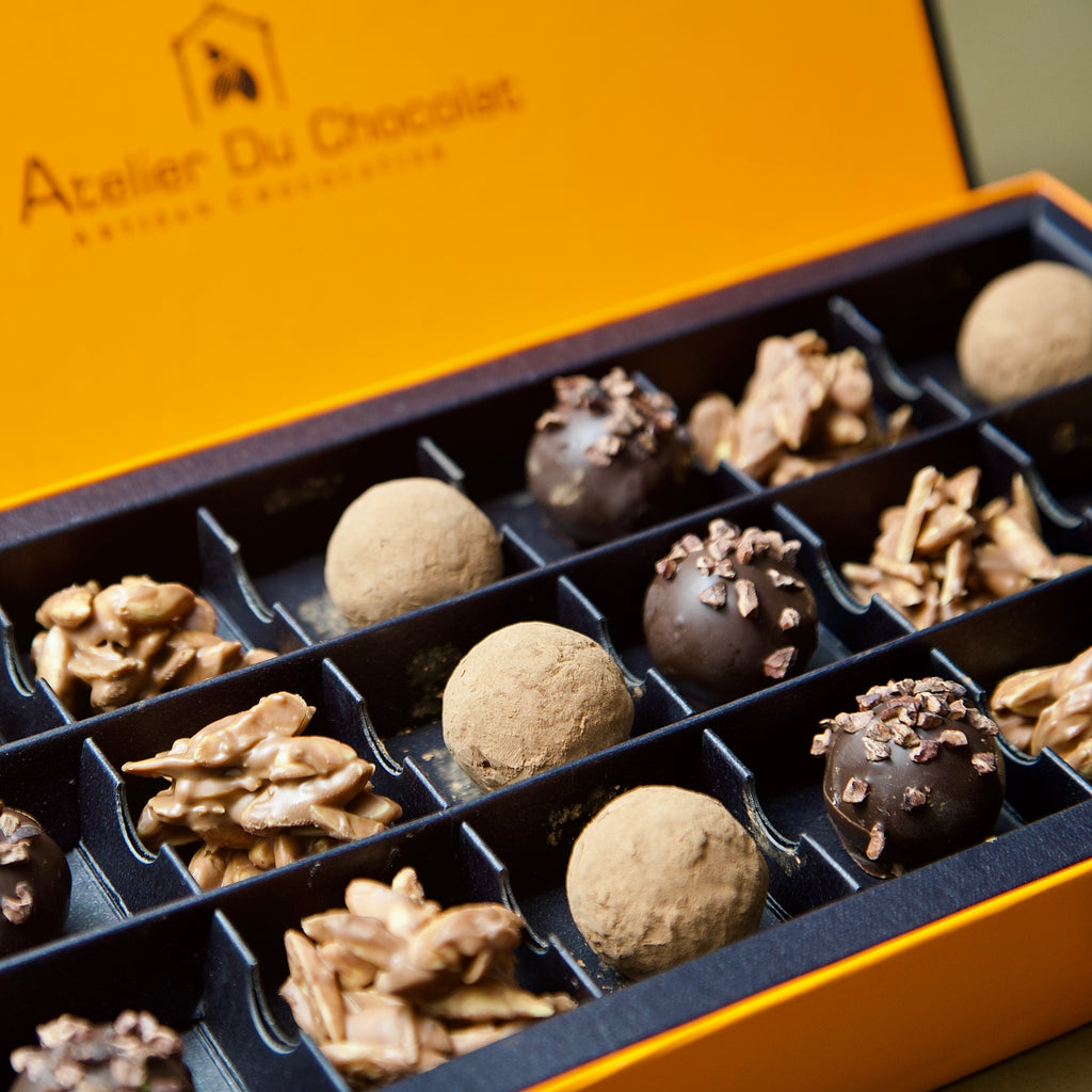 Order handcrafted chocolate truffles box of 18 in Mumbai with rich fillings and elegant packaging for gifting